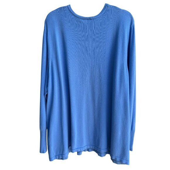 Maggie Barnes Womens Blue Button-Front Knit Beaded Long Sleeve Cardigan Sweater - Picture 4 of 9